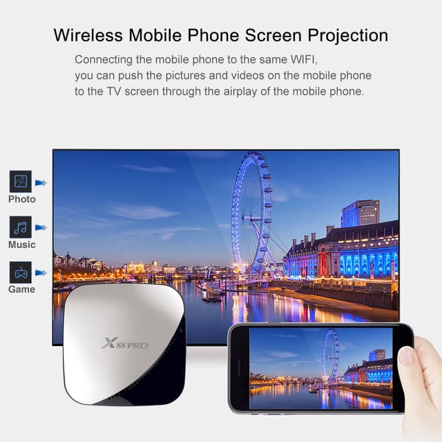 رسيفر أندرويد للتلفزيون Wownect X88 PRO Android TV Box