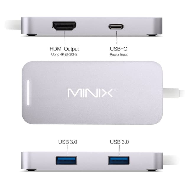 MINIX NEO C Mini, USB-C Multiport Adapter with HDMI [ Compatible with Apple MacBook and MacBook Pro ] - Grey - Grey
