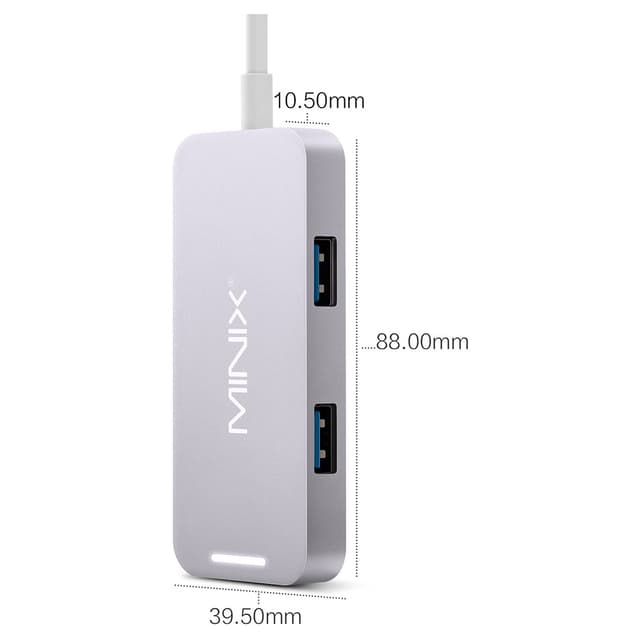 MINIX NEO C Mini, USB-C Multiport Adapter with HDMI [ Compatible with Apple MacBook and MacBook Pro ] - Grey - Grey