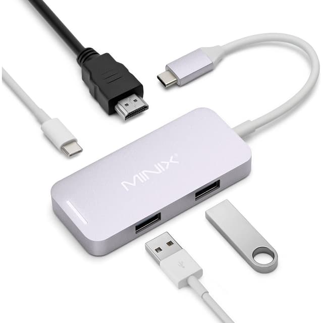 MINIX NEO C Mini, USB-C Multiport Adapter with HDMI [ Compatible with Apple MacBook and MacBook Pro ] - Grey - Grey