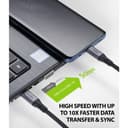 Ringke USB Type C to C Cable (4ft) Tangle Free Cotton Braided Universal Compatibility High-Speed 5Gbps Syncing & Fast Charging Connector Cord with Cable Tie, Supports USB Type-C Device - Black