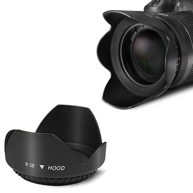 O Ozone Professional 58mm Tulip Flower Lens Hood [ Compatible for Nikon, for Canon DSLR Camera, Digital Cameras and Camcorders ] [Protects Lens from Accidental Impact] - Black