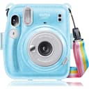 O Ozone Transparent Hard Camera Case for Fujifilm Instax Mini 11 Instant Camera Cover with Adjustable Strap [ Shining Case Designed for Instax Mini 11 Case ] - Glitter Blue - Blue