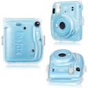 O Ozone Transparent Hard Camera Case for Fujifilm Instax Mini 11 Instant Camera Cover with Adjustable Strap [ Shining Case Designed for Instax Mini 11 Case ] - Glitter Blue - Blue