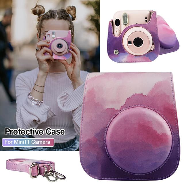 O Ozone Case for Fujifilm Instax Mini 11 Case PU Leather Instant Camera Cover with Adjustable Strap [ Compatible for Fujifilm Instax Mini 11, Mini 9, Mini8 Instant Camera Bag ] - Pink Cloud - Multicolor