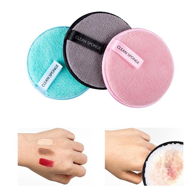 O Ozone Reusable Makeup Remover Sponge Cloth Face & Eye Cleansing Round Circle Puff Eco-friendly Washable Makeup Removing Pad [3 Per pack] Microfiber Face Cleansing - Multicolor - SW1hZ2U6MTI1ODA5