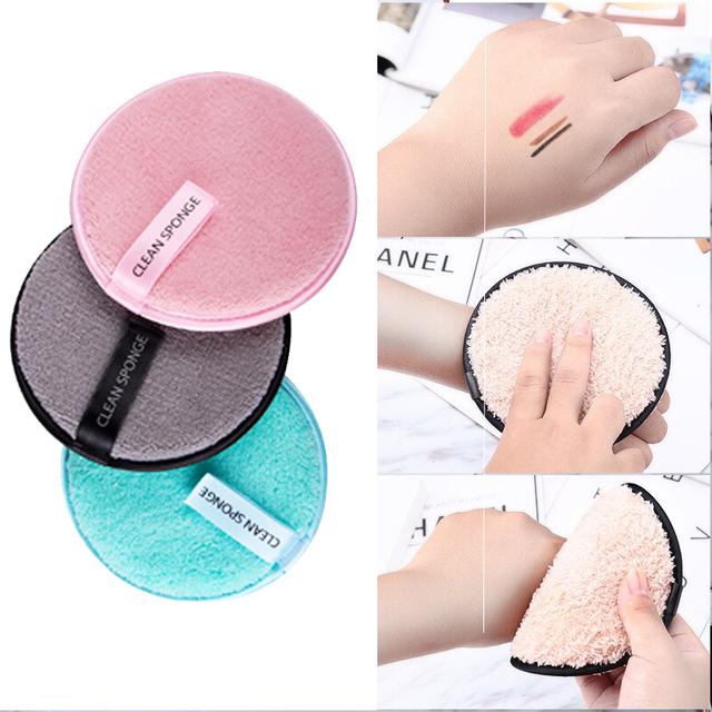 O Ozone Reusable Makeup Remover Sponge Cloth Face & Eye Cleansing Round Circle Puff Eco-friendly Washable Makeup Removing Pad [3 Per pack] Microfiber Face Cleansing - Multicolor - SW1hZ2U6MTI1ODEx