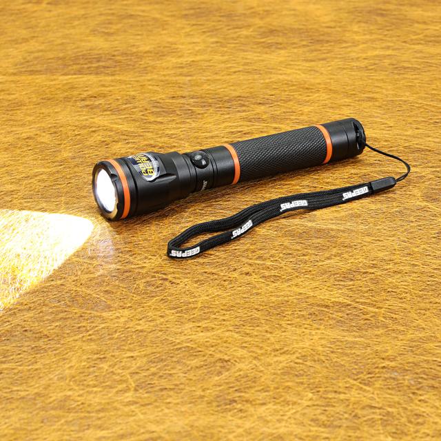 Geepas GFL4659 Rechargeable LED Flashlight - Portable Waterproof Hyper Bright 3W CREE LED Torch Light - 1.5 Hours Working with 1000M Distance Range - SW1hZ2U6MTM4MDQ5