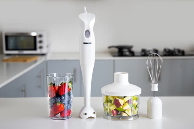 Geepas 200w Hand Blender Set 2-Speed, Detacheable Stick Blender & Wisk Stainless Steel Blades Ideal For Smothies, Shakes, Purees & More