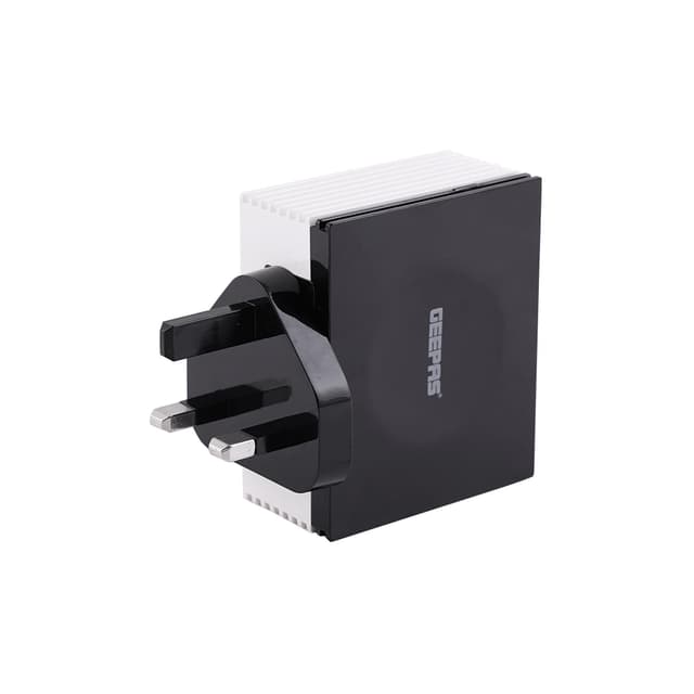 Geepas 4 USB Charger - Power Port 4, Travel Charger, Ideal for iPhone XS/XS Max/XR/X/8, Galaxy S8/Note 3, iPad Air 2/mini 3, and More