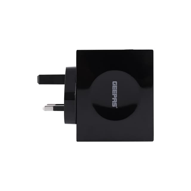 Geepas 4 USB Charger - Power Port 4, Travel Charger, Ideal for iPhone XS/XS Max/XR/X/8, Galaxy S8/Note 3, iPad Air 2/mini 3, and More