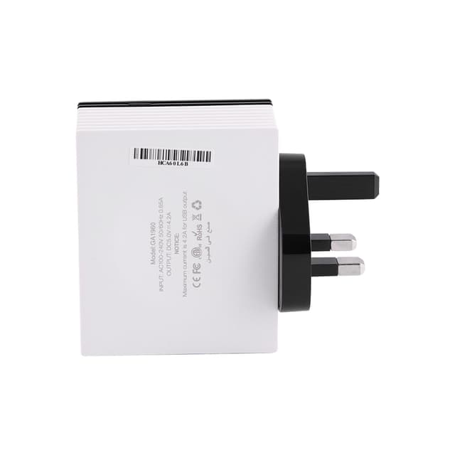 Geepas 4 USB Charger - Power Port 4, Travel Charger, Ideal for iPhone XS/XS Max/XR/X/8, Galaxy S8/Note 3, iPad Air 2/mini 3, and More