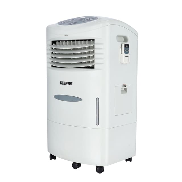 Geepas Air Cooler - Portable Ergonomic Design with 4 Speed, Led Control Panel - 20L Water Tank & Ice Compartment - Led Control Panel with Remote - Wide Oscillation - Ideal for Home, Office & More - 84670