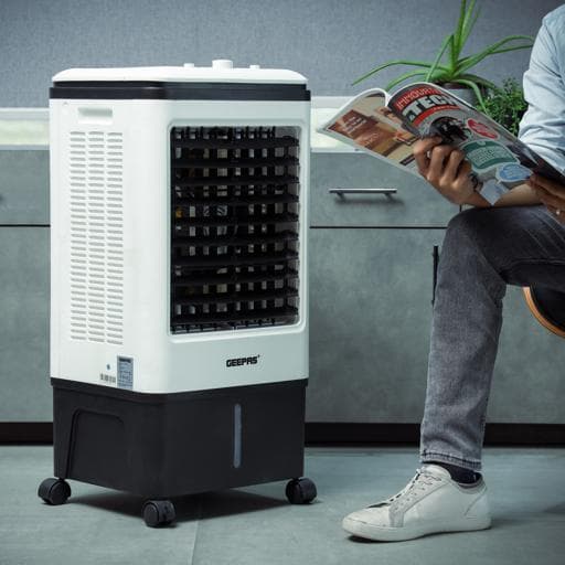 مكيف صحراوي متنقل جيباس 3 سرعات Geepas Air Cooler Ice Compartment & Remote Control Portable Ergonomic Design - 84676