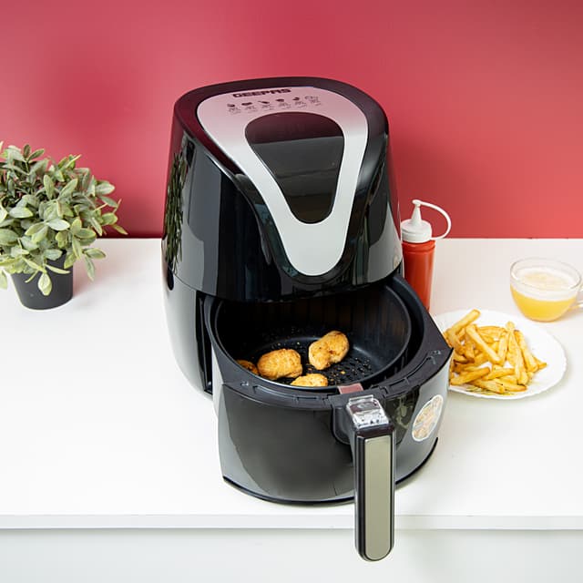 Geepas GAF37501 1500W Digital Air Fryer 3.5L- Hot Air Circulation Technology for Oil Free Low Fat Dry Fry Cooking Healthy Food - Non-Stick Basket, Dishwasher Safe, Overheat Protection - 2 Years Warranty - 84716