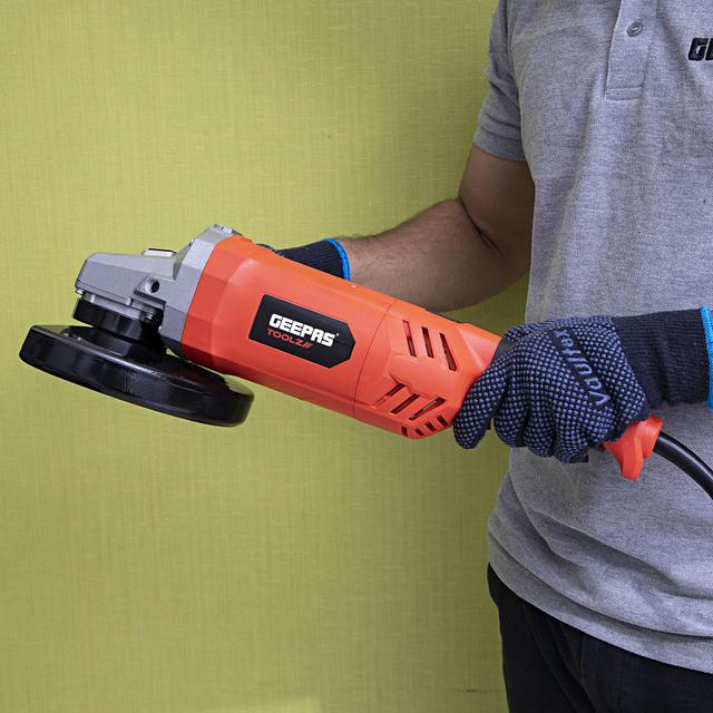 Geepas Angle Grinder 230mm - Keyless Protective Guard Anti Start Feature Top Body Switch with Side Handle - No Load 66000RPM - Ideal for Metal Cutting/Grinding - 2400W