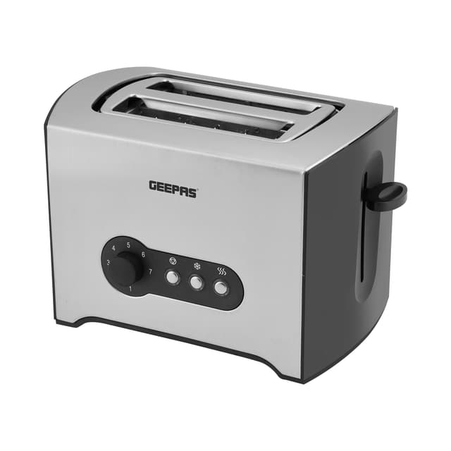 Geepas 900W 2 Slice Toaster - Stainless Steel Bread Toaster with High Lift Function – Reheat- Defrost Function -Lift & Lock Function, Wide 2 Slots - 255395