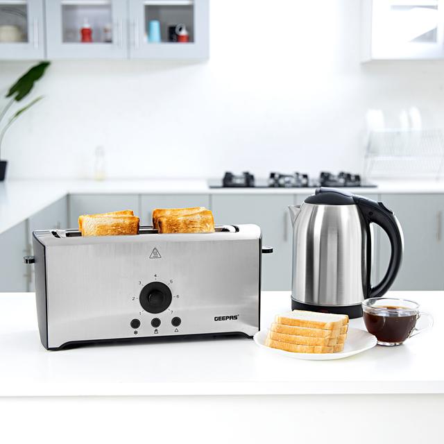 توستر للخبز Geepas 4 Slice Toaster Stainless Steel - SW1hZ2U6MTM1NTcy