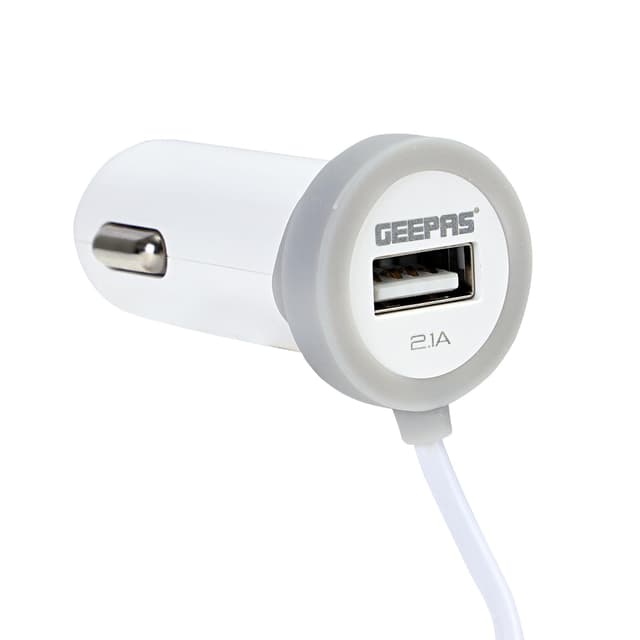 Geepas Car Charger- 2.1A, Fast Car Charger, Mini Cigarette, USB Adapter, Quick Charge Compatible with Note 9/Galaxy S10/S9/S8 - 2 Device Connecting Option