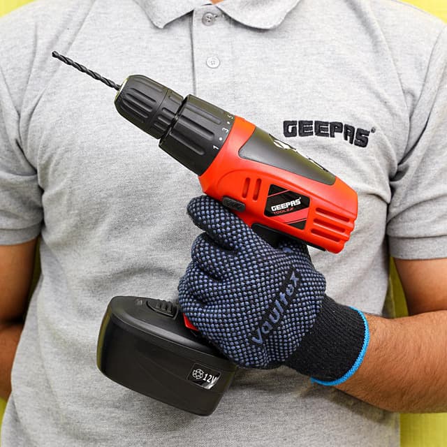 دريل شحن لاسلكي 550 دورة / الدقيقة 12 فولت جيباس Geepas 12V 0-550RPM Cordless Percussion Drill