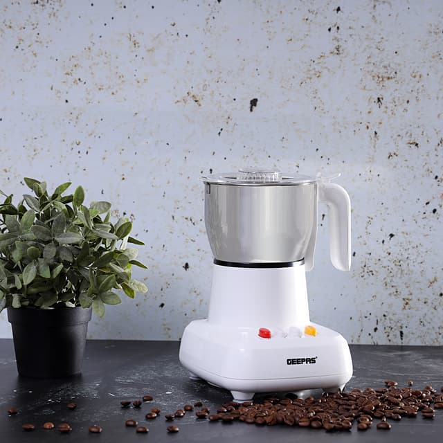 طاحونة قهوة كهربائية 600 واط 300 مل ستانلس ستيل جيباس Geepas Stainless Steel 300Ml 600W Electric Coffee Grinder - 126003