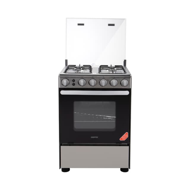 Geepas 60*60 Cm Cooking Range - 4 Gas Euro Pool Type Burners Convection Oven with Lamp, Durable Metal Knobs - Perfect for Cook, Bake & Grill