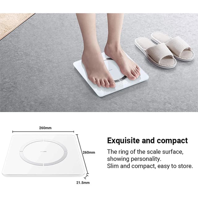 HONOR Scale 2 Smart Body Fat Scales Digital Bathroom Scale Bluetooth Weighing Scale for Body Composition Analyzer with Smart App for Body Weight Fat, BMI, Muscle Mass - White