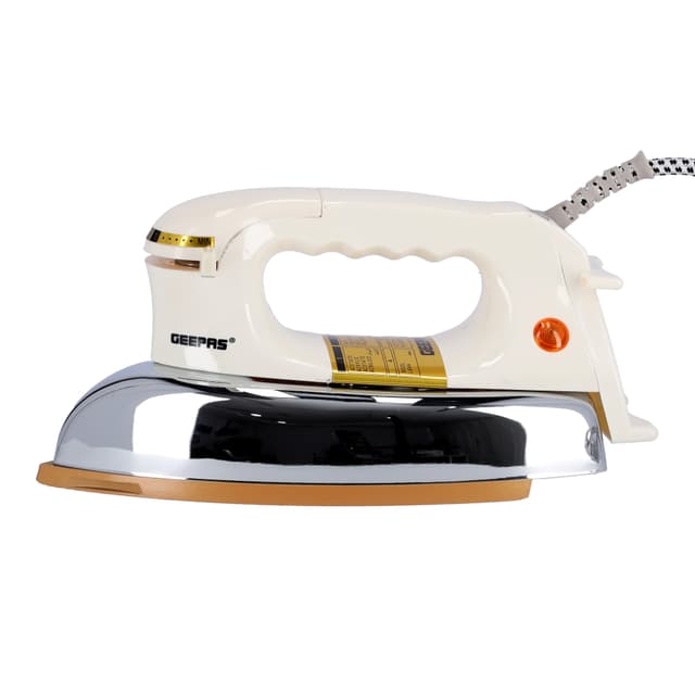 Geepas Dry Iron 1200W - Non-Stick 60 Microns Teflon Coating - Adjustable Temperature, Pilot Indicator Lamp, Overheat Protection - 7 Years Warranty