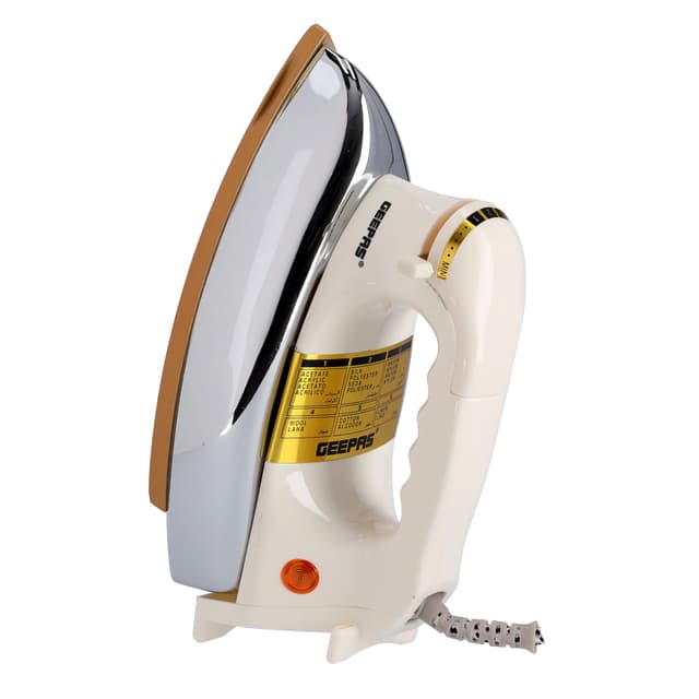 Geepas Dry Iron 1200W - Non-Stick 60 Microns Teflon Coating - Adjustable Temperature, Pilot Indicator Lamp, Overheat Protection - 7 Years Warranty