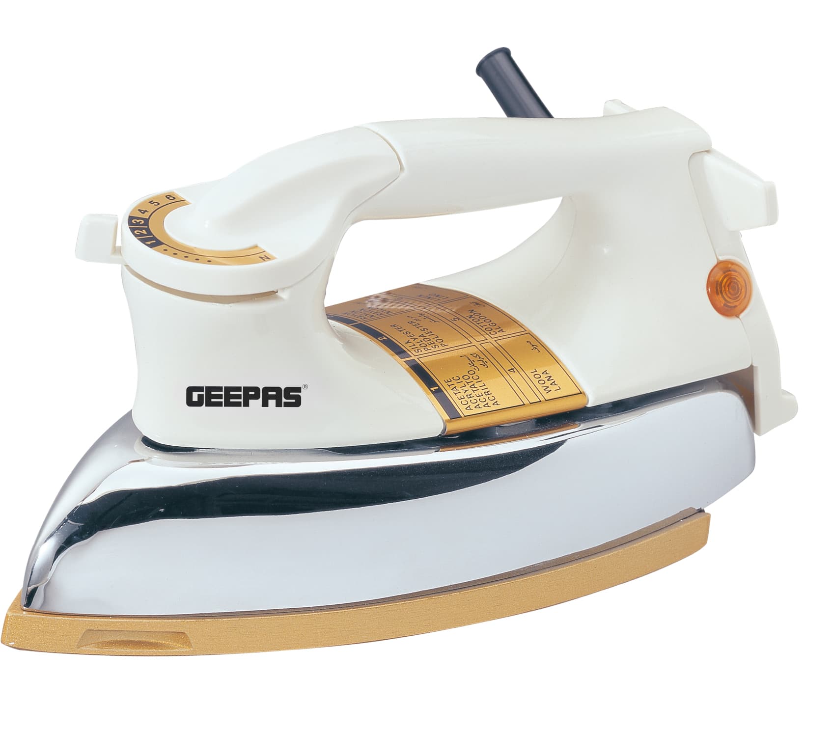 Geepas Dry Iron Box with Nonstick Golden Teflon