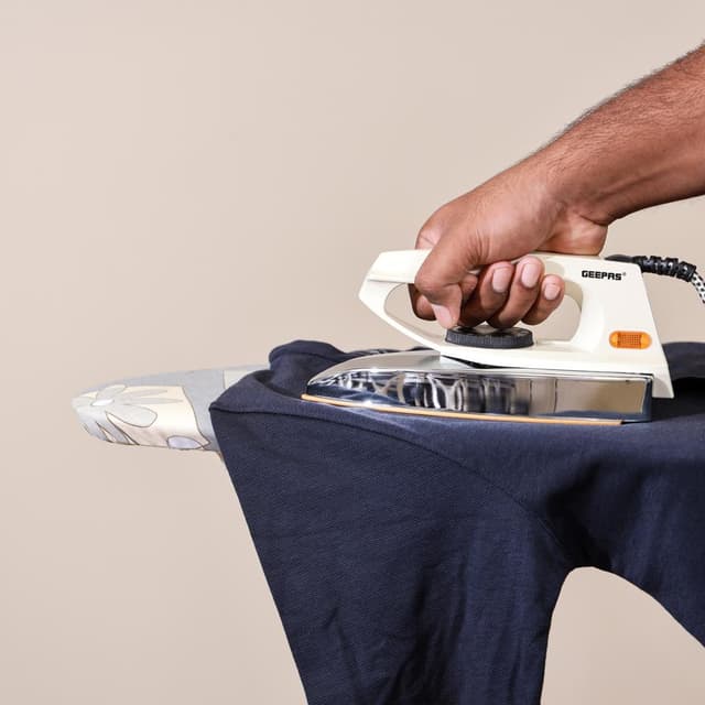 Geepas GDI7729 1200W Automatic Dry Iron - 60 Micron Teflon Sole Plated, Big fabric guide & Pilot Indicator -Overheat Protection - 2 Years Warranty