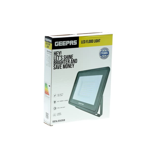 مصباح  Geepas Led Flood Light 100W - Downlight Ceiling Light, Natural Cool White 6500K | Ultra Slim | Ideal for Parking, Restaurant, Store Room & More - 125207