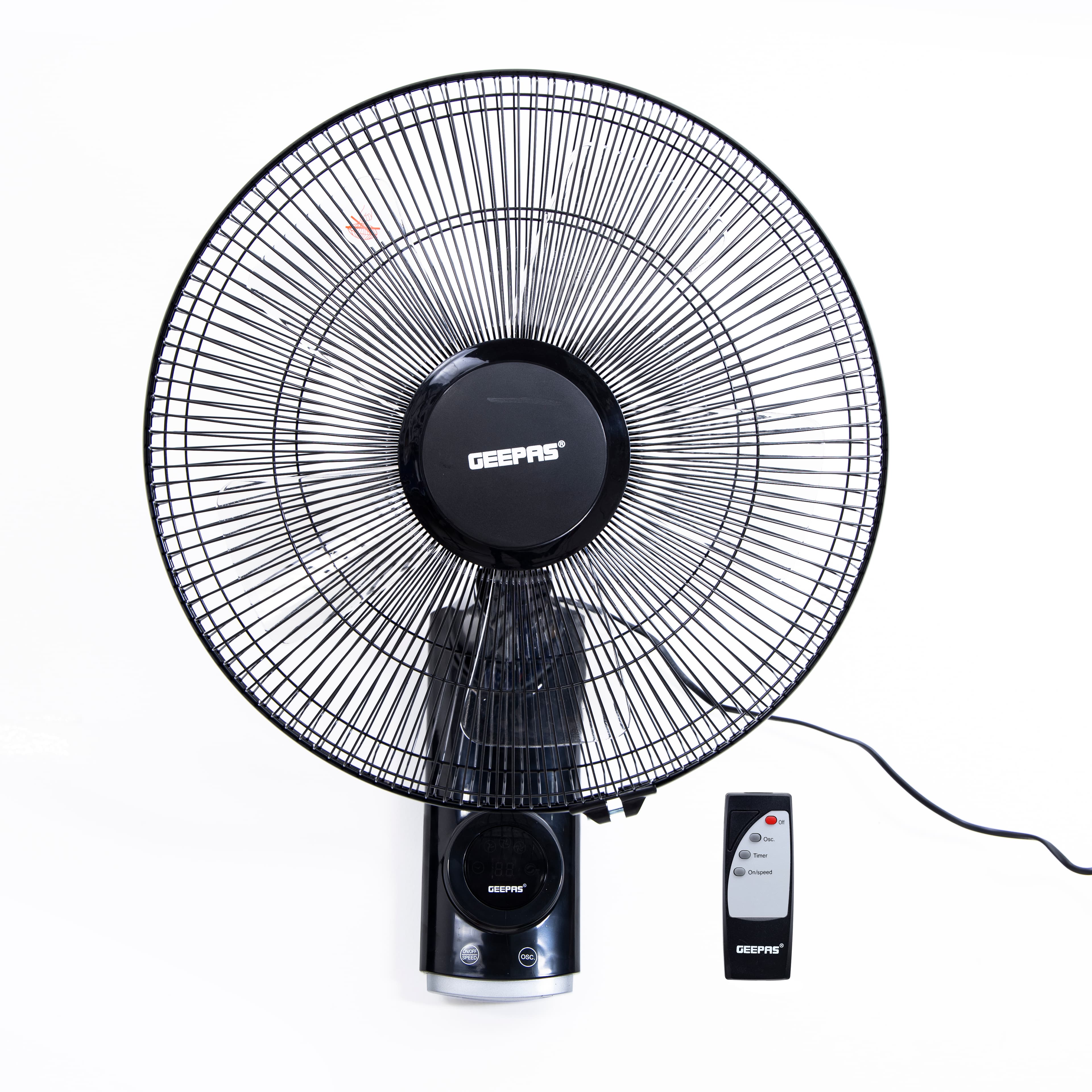 Geepas 16-Inch Wall Fan 60w - 3 Speed Settings With 7.5 Hours Timer | Wide Oscillation & Oveheat Protectio| Ideal For Home Green House Work Room Or Office Use