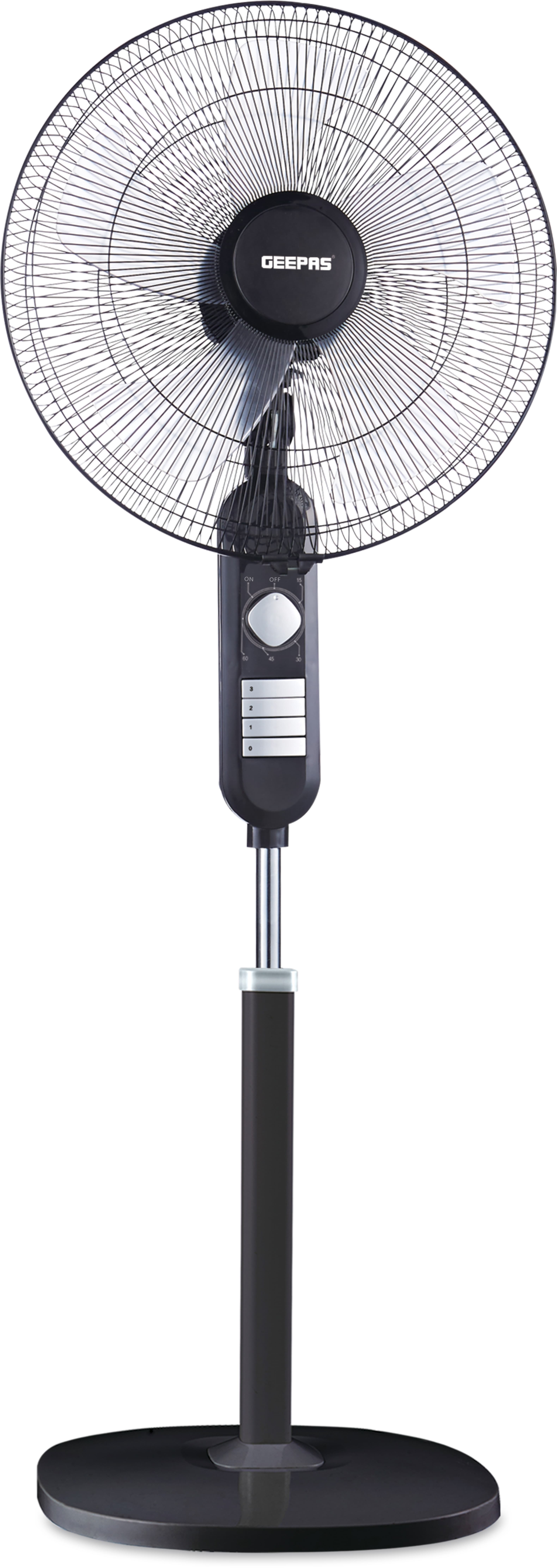 Geepas GF9605 18-inch Stand Fan - 3 Speed, 5 Leaf Blade, & Adjustable Height & Tilt Setting With Overheat Protection - Wide Oscillation - 2 Years Warranty