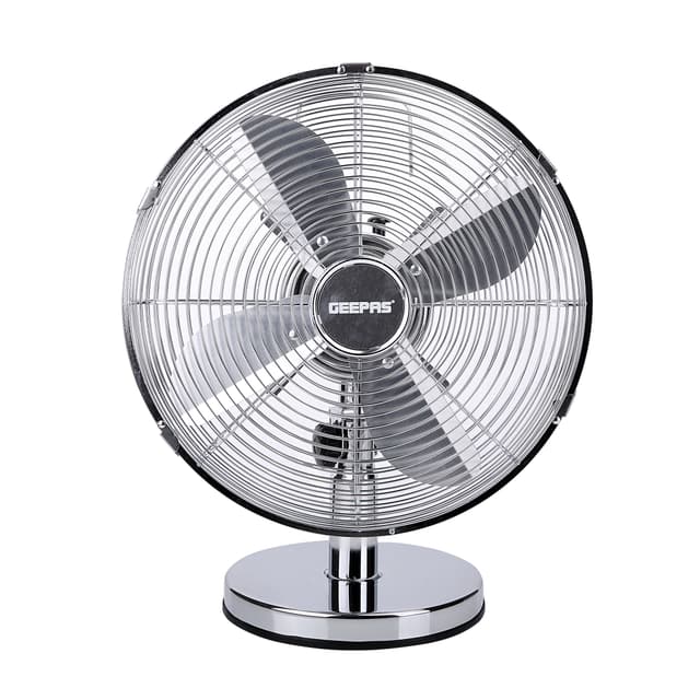 Geepas 12-Inch Metal Table Fan 3 Speed Settings With Wide Oscillation With Stable Base Ideal For Desk Fan, Home Or Office Use 2 Year Warranty - 255679