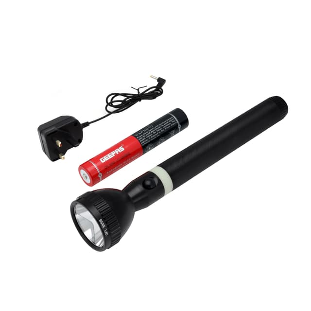 كشاف يدوي Geepas Rechargeable LED Flashlight 357MM - 6 Hours Continuous Working with 330mAh Rechareable Battery