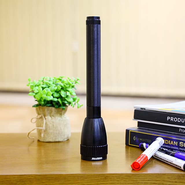 Geepas Rechargeable LED Flashlight - Portable Torch with 4 Hours Contiuous Working - 1450 mAh Battery with Waterproof Body - Ideal for Camping, Trekking & More