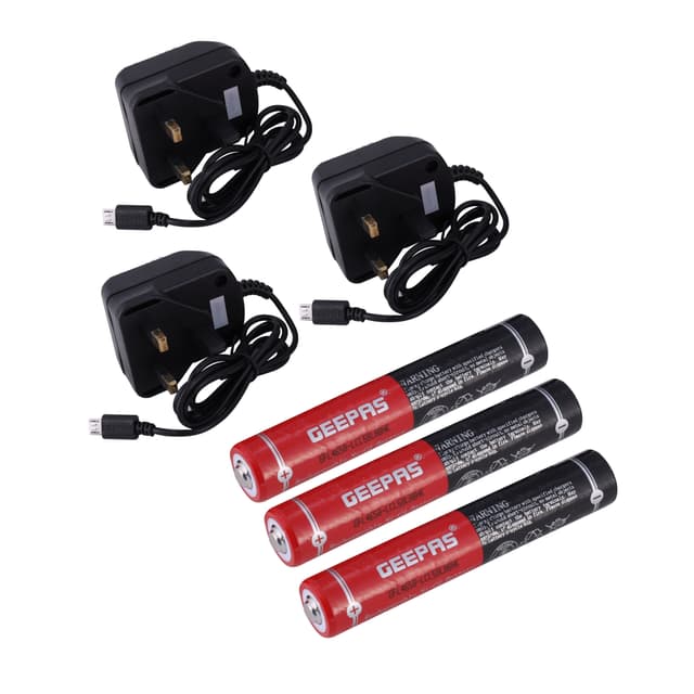 مجموعة كشافات ليد 3في1 القابل للشحن 3 IN 1 Family Pack Rechargeable Led Flashlight - Geepas - 126441