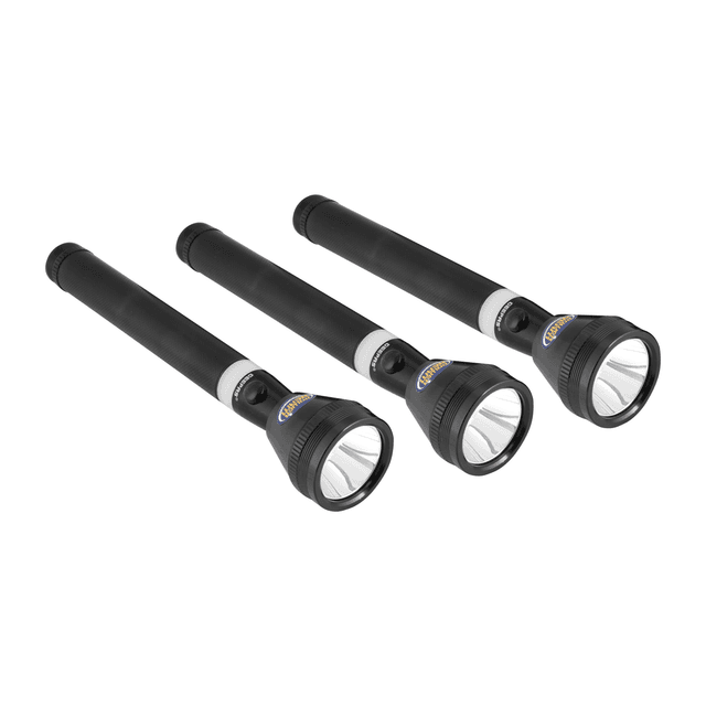 Geepas GFL51026 3 IN 1 Rechargeable Led Flashlight 265MM - 2000 Meters Range, Portable Torch with 3 Hours Continuous Working-Ideal for Camping & More