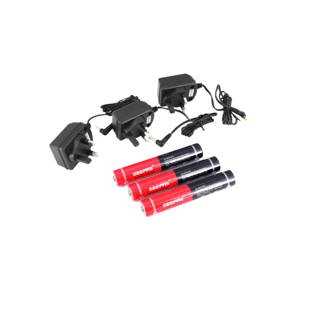 Geepas GFL51026 3 IN 1 Rechargeable Led Flashlight 265MM - 2000 Meters Range, Portable Torch with 3 Hours Continuous Working-Ideal for Camping & More