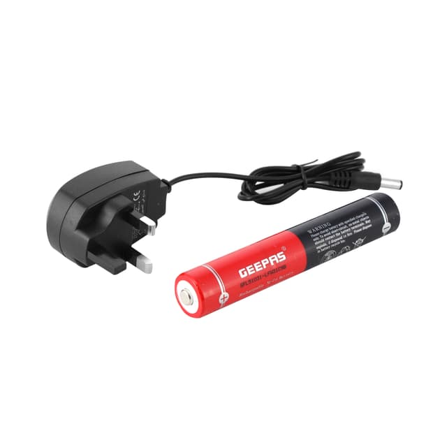 Geepas GFL51031 Rechargeable LED Flashlight - LED Torch with 2000 Meters Range, Portable Design & 3 Hours Working -Perfect for Camping Bicycle Hiking & Emergency - 121063