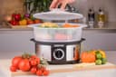 Geepas GFS63025UK Food Steamer 12L Capacity - 3 Tiers - 75 Minutes Timer - Stainless Steel Housing - Makes Healthy Food, Meat, Fish & Steam - 2 Year Warranty