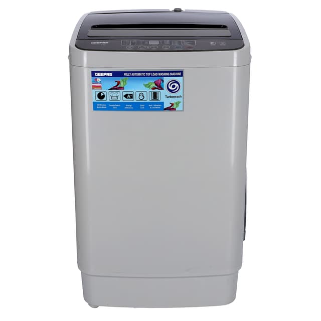 Geepas Fully Automatic Top Loaded Washing Machine 6kg - Auto-Imbalance, Gentle Fabric Care, Turbo Wash, Anti Vibration & Noise, Child Lock, Stainless Steel Drum - 121106