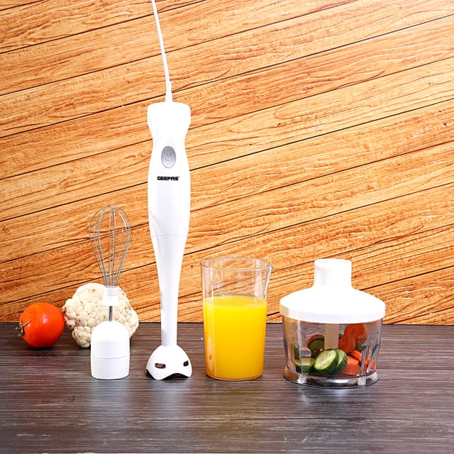 Geepas 200w Hand Blender Set 2-Speed, Detacheable Stick Blender & Wisk Stainless Steel Blades Ideal For Smothies, Shakes, Purees & More