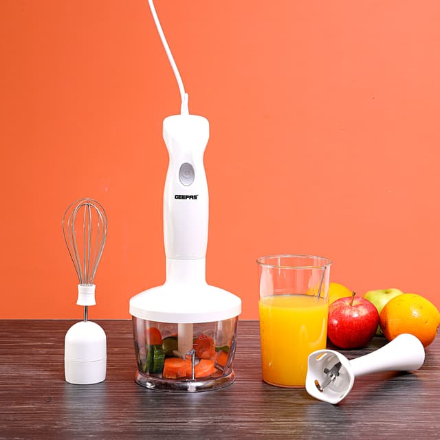 Geepas 200w Hand Blender Set 2-Speed, Detacheable Stick Blender & Wisk Stainless Steel Blades Ideal For Smothies, Shakes, Purees & More
