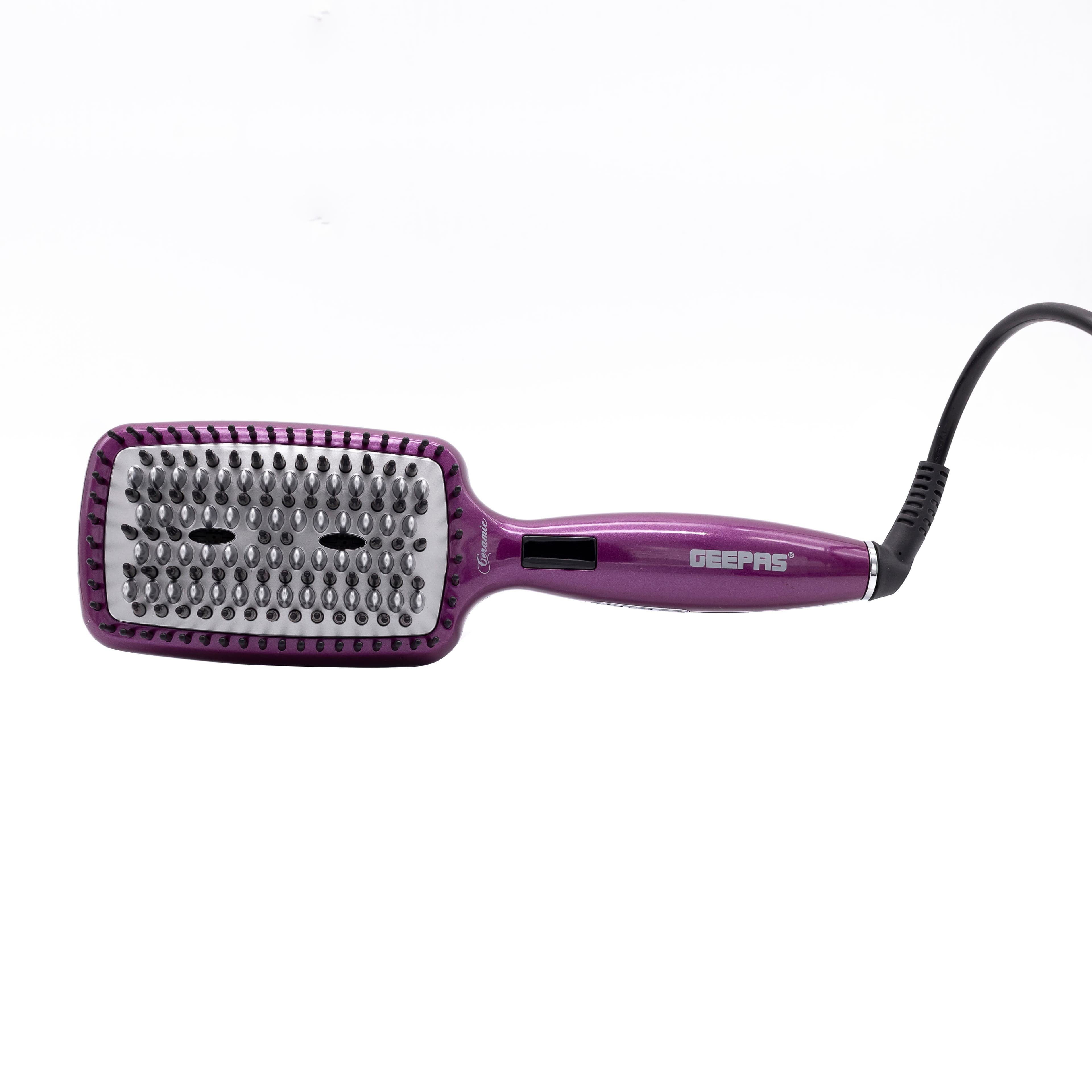 Geepas Ceramic Hair Brush 50W - Digital Temperature Control with Instant Heat Up to 230°C -Fine Bristle for Hair Care - Easy to Clean -Ideal for Short & Long Hairs