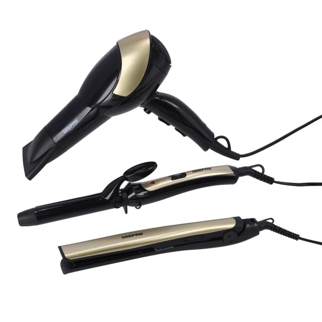 Geepas 3 In 1 Hair Styling Set 2200W - 2 Speed & 3 Heat Setting Curler - Ceramic Coating Plates Straightener with 25mm Hair Curler - Ideal Gift for Women - Perfect for Short & Long Hairs - 257758