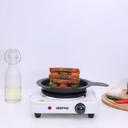 Geepas 1000W Single Hot Plate for Flexible & Precise Table Top Cooking - Cast Iron Heating Plate - Portable Electric Hob with Temperature Control - SW1hZ2U6MTUxOTEy