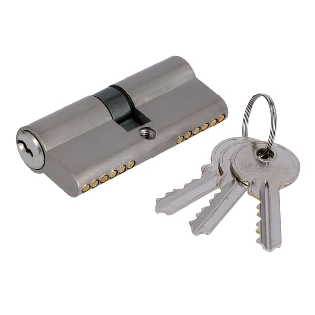 Geepas GHW65074 Double Cylinder Lock 70mm - Security Lock, Double Brass Cylinder 30/30mm with 3 Keys - Anti-Drill & Anti-Pick Door Lock - High Security Lock