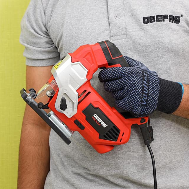 Geepas GJS0800 Jigsaw - 0-3000SPM Cutting in Wood 100mm Metal, 10mm - Multi-Functional Cutter Variable Speed Dial (0-3) Cutting Angle & Trigger Lock